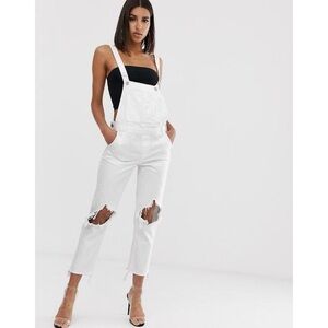 BlankNyc Lightbox White Ripped Denim Overalls